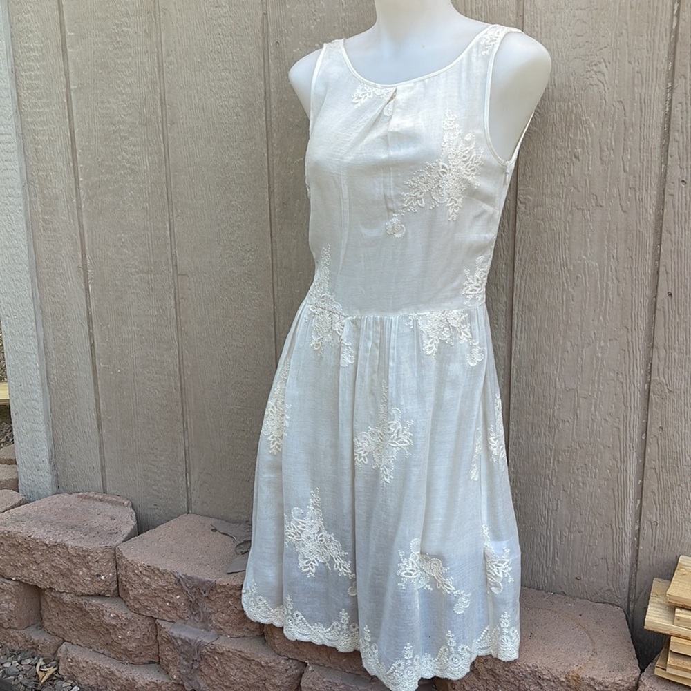 Ivory  Cotton Lacy Summer Dress S